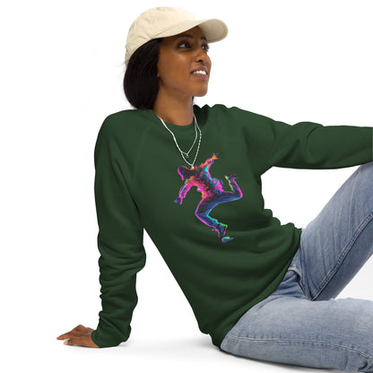 Sudadera orgánica raglán unisex con Estampado de Baile Neon