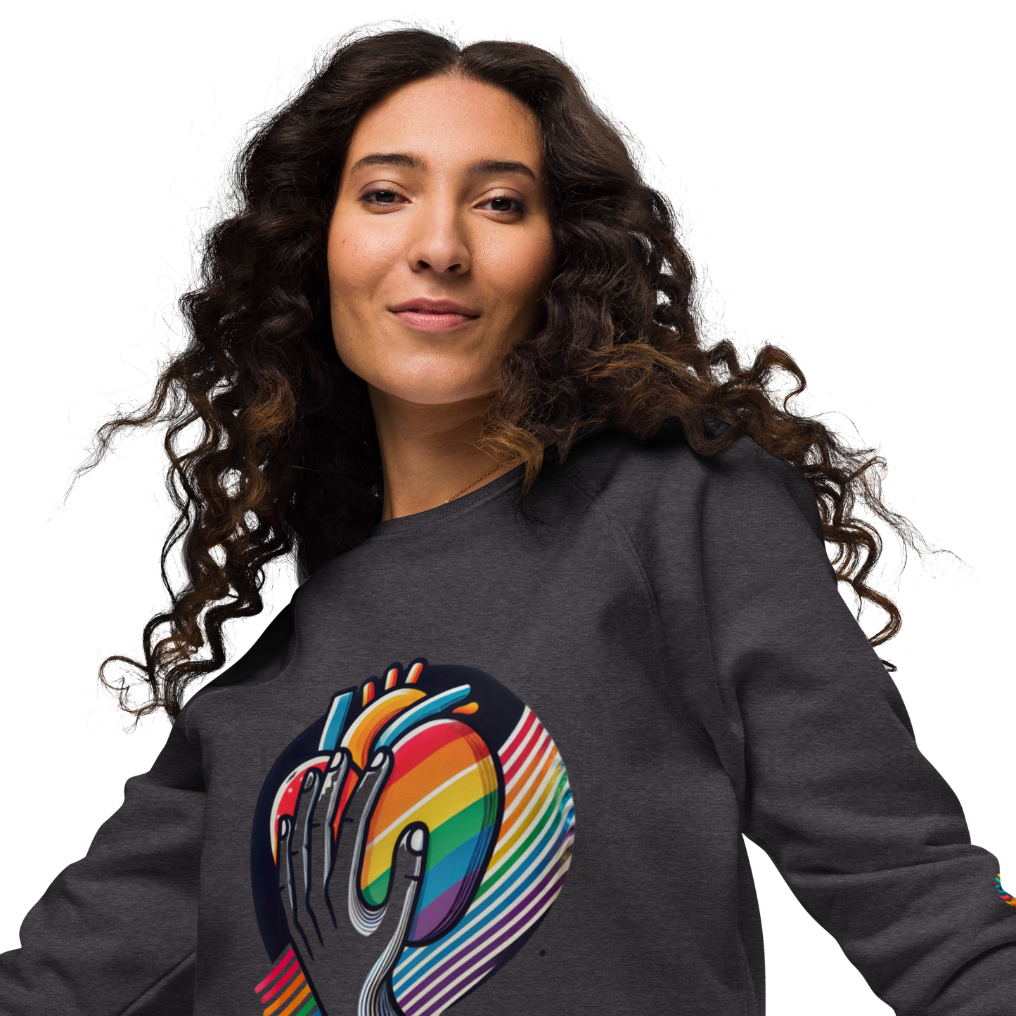 Sudadera orgánica raglán "Abrazo de orgullo"