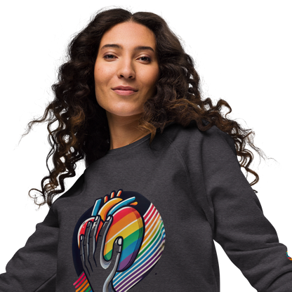 Sudadera orgánica raglán "Abrazo de orgullo"