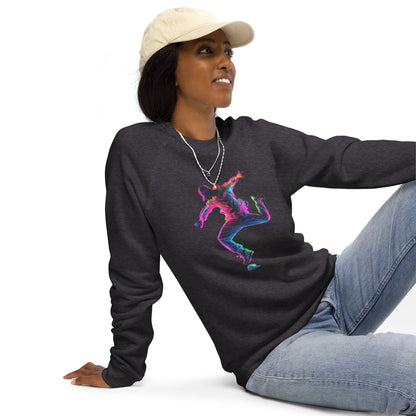 Sudadera orgánica raglán unisex con Estampado de Baile Neon