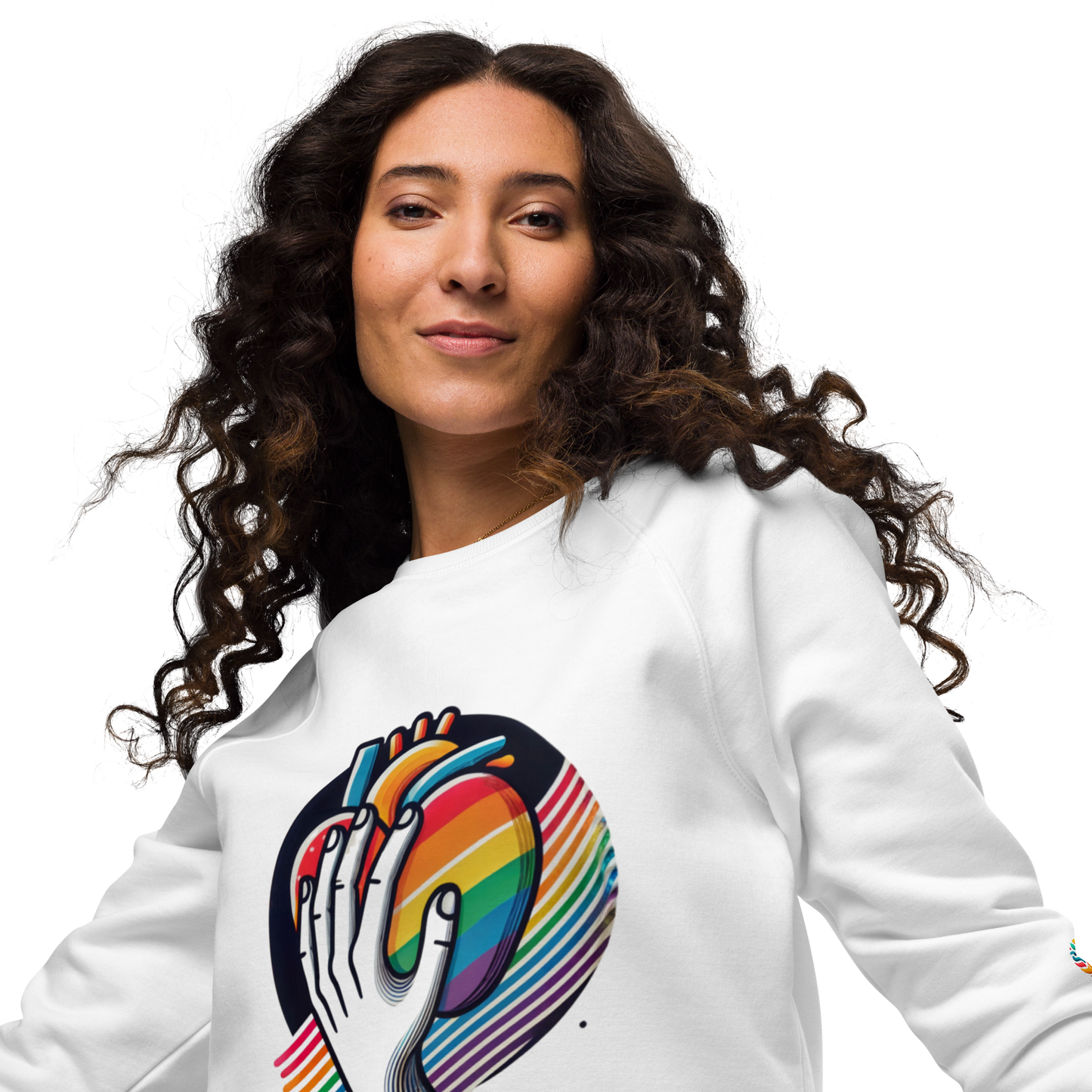 Sudadera orgánica raglán "Abrazo de orgullo"