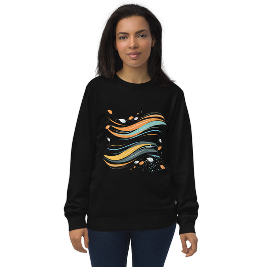 Sudadera ecológica con diseño fluido y abstracto