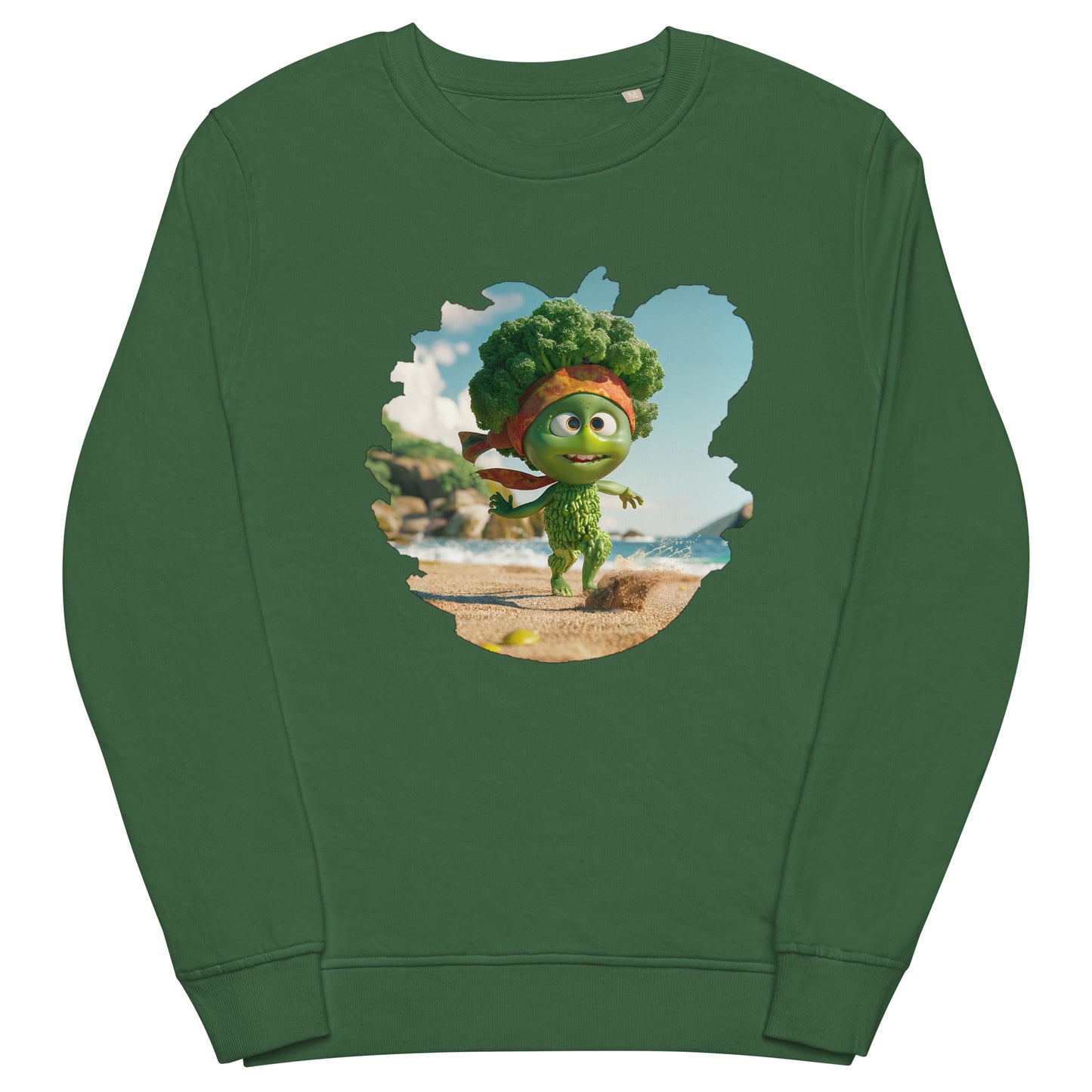 Sudadera Orgánica Unisex "Brocolito Playero"