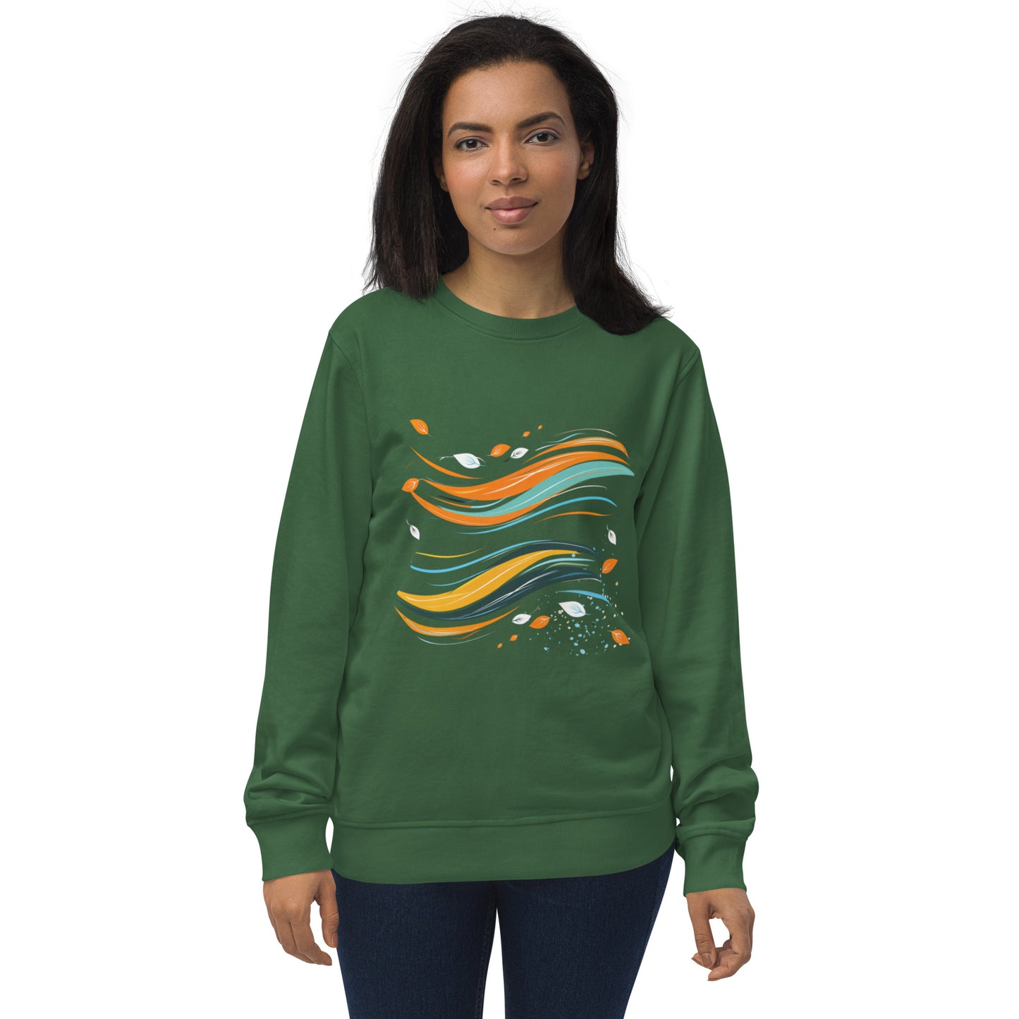 Sudadera ecológica con diseño fluido y abstracto