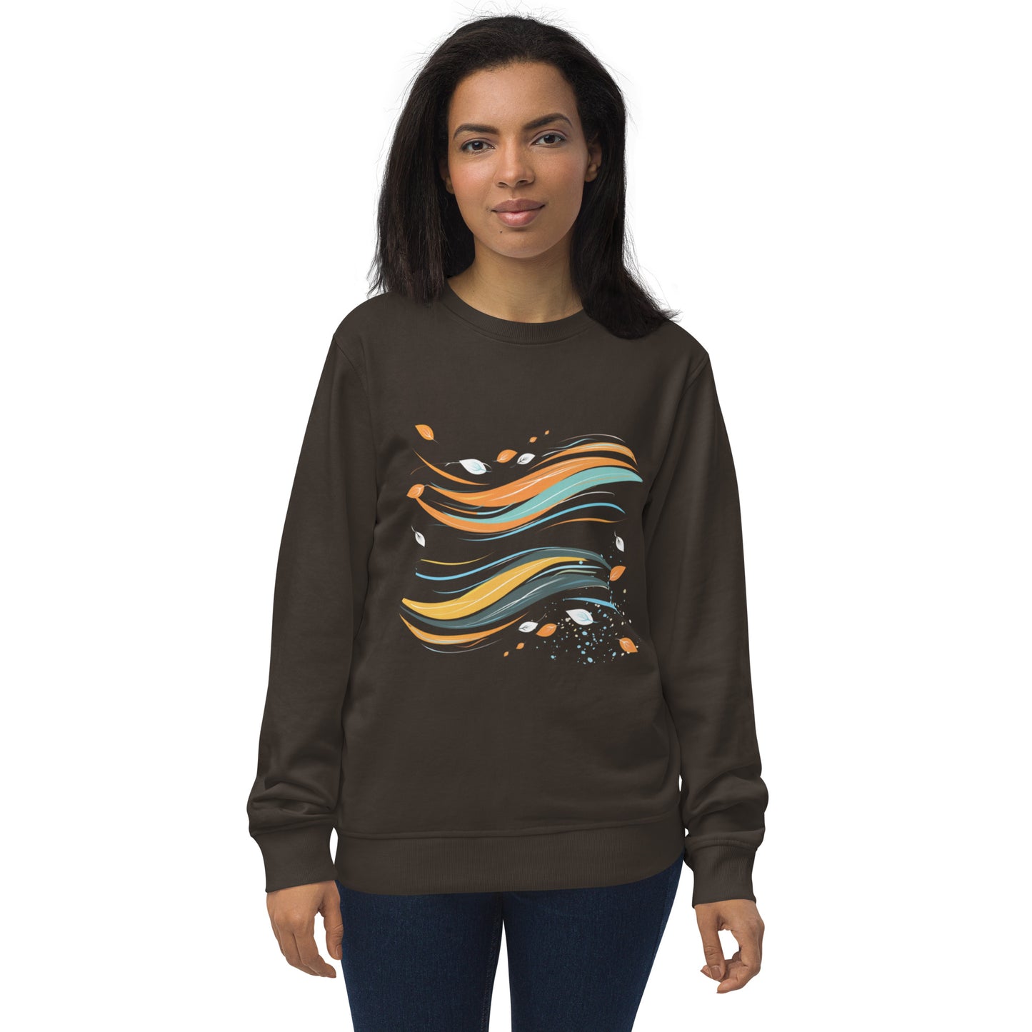 Sudadera ecológica con diseño fluido y abstracto