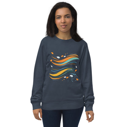 Sudadera ecológica con diseño fluido y abstracto